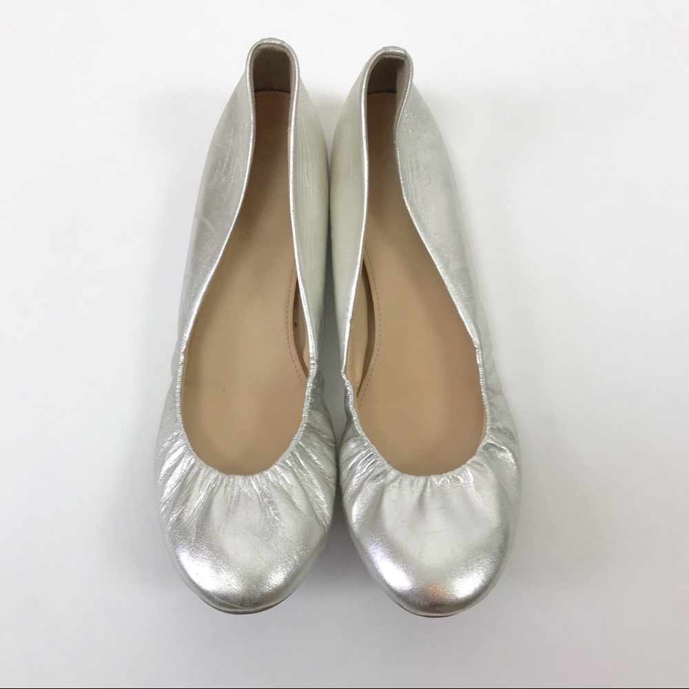 J. Crew Silver Metallic CeCe Italian Ballet Flats